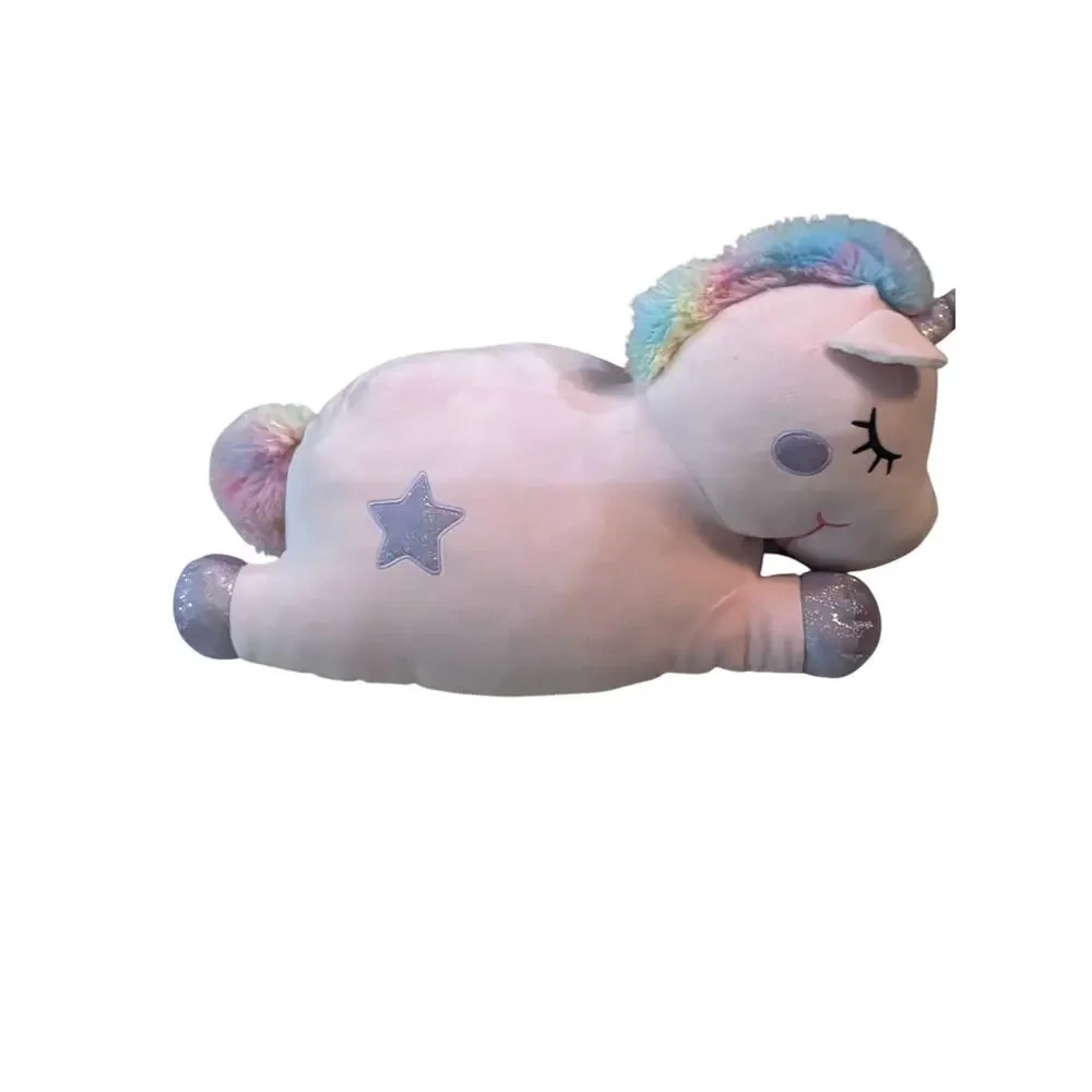 Memebers Mark plush super soft unicorn pink pillow 24” long euc decoration only